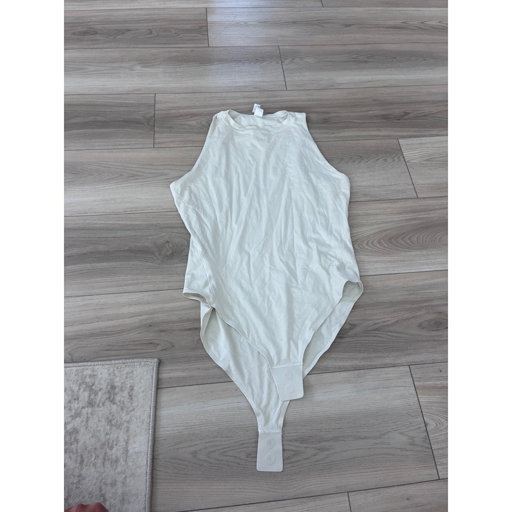 Lululemon Wundermost Ultra Soft Nulu High Neck Sleeveless Bodysuit White L/G